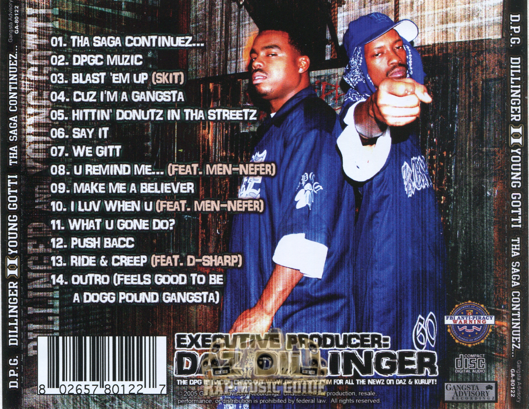 D.P.G. - Dillinger & Young Gotti II: Tha Saga Continuez...: CD